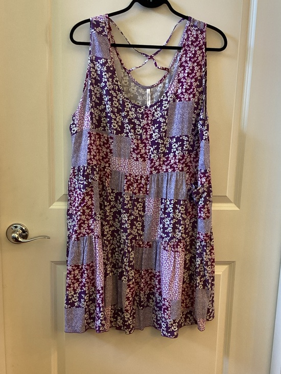 Blue Sky Dresses & Skirts - Purple Patchwork Floral Sleeveless Swing Dress